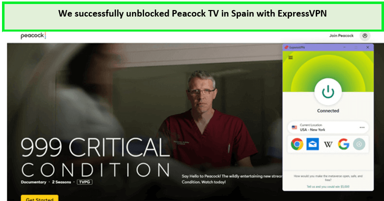 Hemos logrado desbloquear con éxito Peacock TV en España con ExpressVPN. 