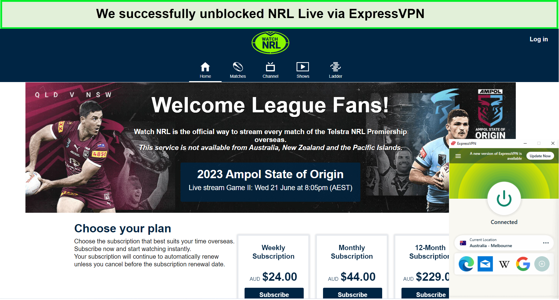 Free VPN for NRL Live in USA (2023