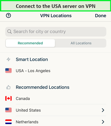  Connettersi al server USA su VPN 