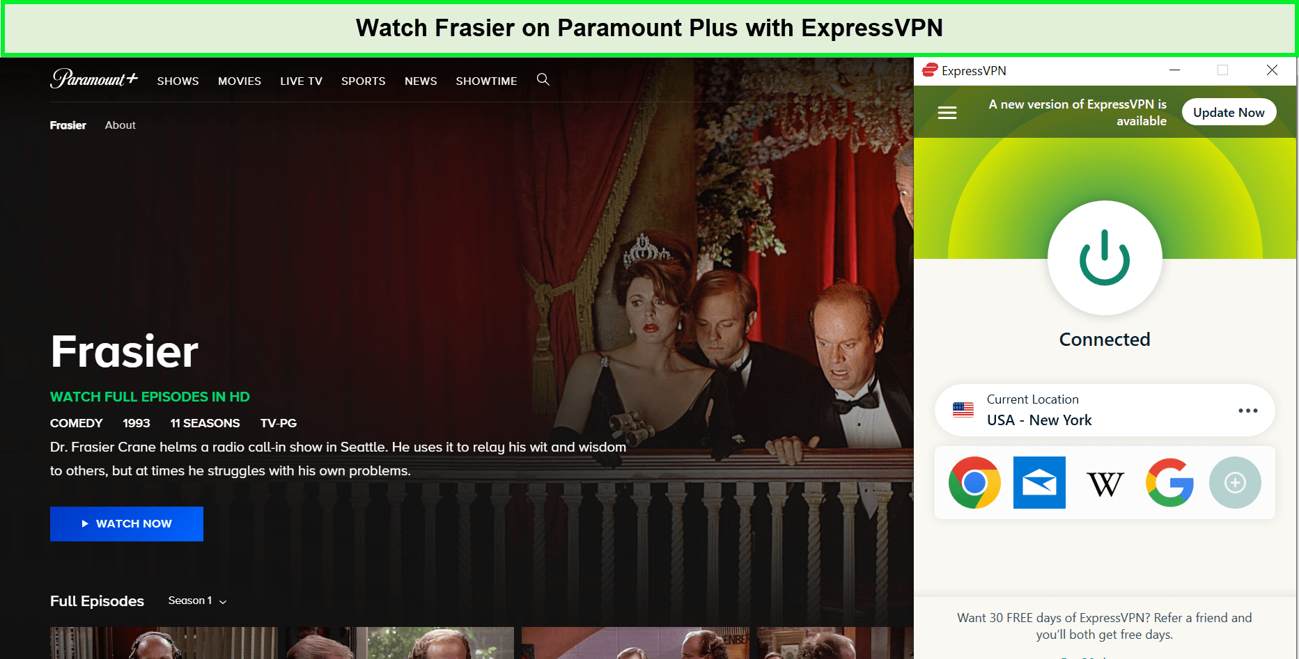 Watch-Frasier-on-Paramount-Plus-in-New Zealand-with-ExpressVPN