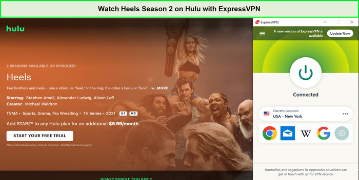 Watch-Heels-Season-2-outside-USA-on-Hulu-with-ExpressVPN
