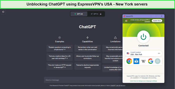  ExpressVPN - chat non bloccato con GPT in - Italia 