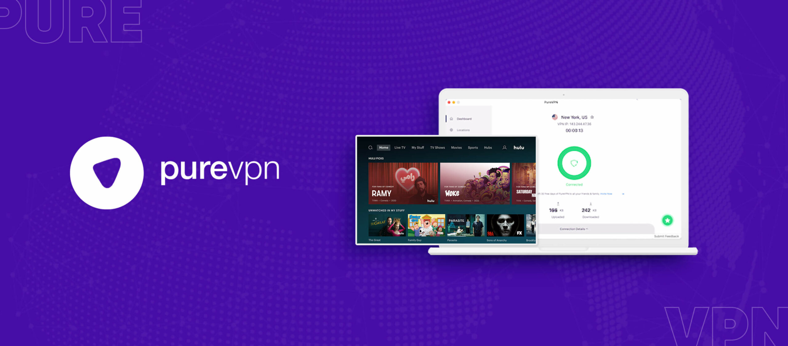 PureVPN-Hulu è un servizio di rete privata virtuale (VPN) che consente agli utenti di accedere al sito di streaming Hulu da qualsiasi parte del mondo. Con PureVPN-Hulu, gli utenti possono bypassare le restrizioni geografiche e accedere a contenuti esclusivi di Hulu, come film, serie TV e programmi originali. Inoltre, PureVPN offre una connessione sicura e crittografata per 