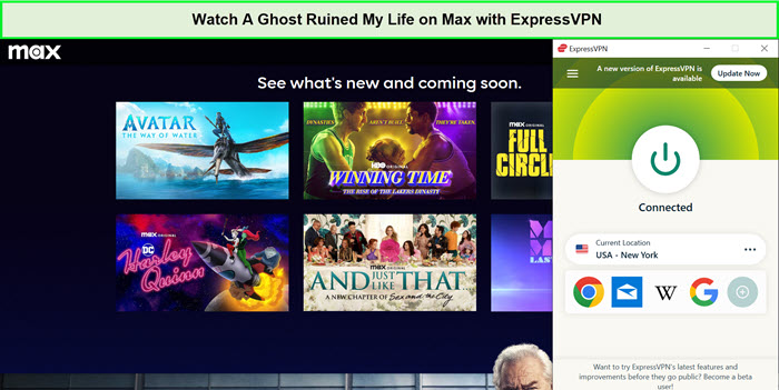 Watch-A-Ghost-Ruined-My-Life-outside-USA-on-Max-with-ExpressVPN