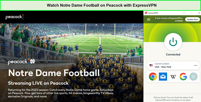 Watch-Notre-Dame-Football-outside-on-Peacock-with-ExpressVPN