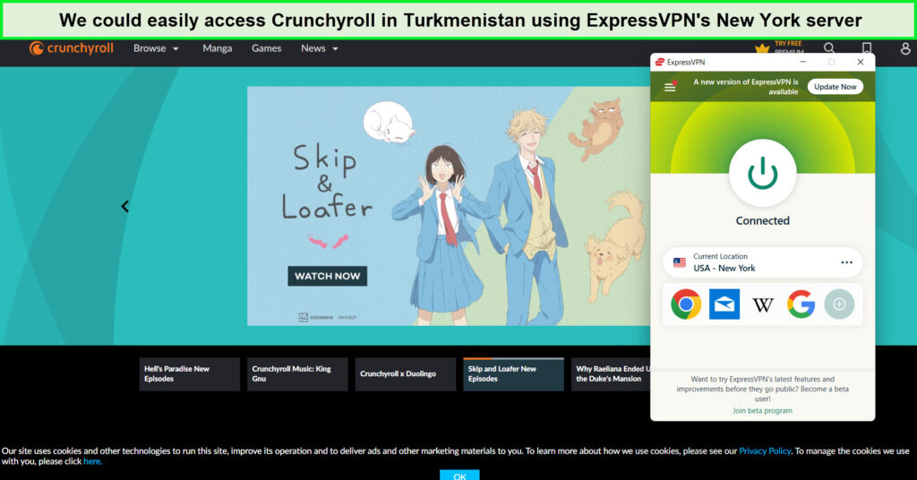crunchyroll-in-turkmenistan-with-expressvpn-For Netherland Users 