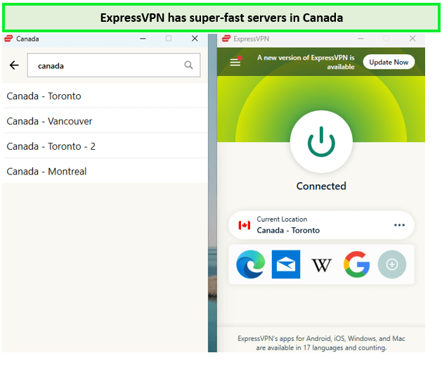 ExpressVPN's Canada servers are fast and efficient and bypass most streaming sites easily in Canada.