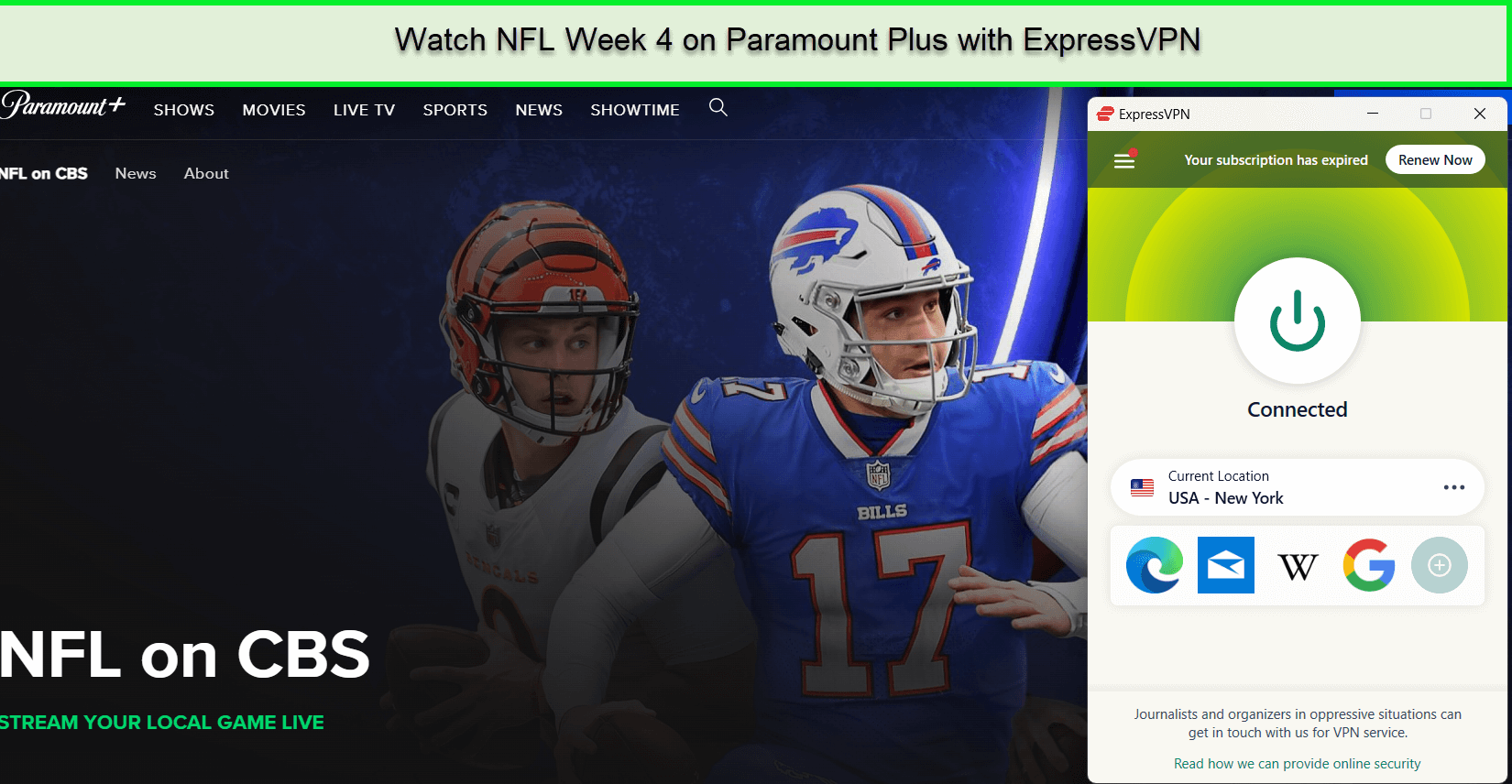 Watch 2023 NFL Week 4 Outside USA on Paramount Plus