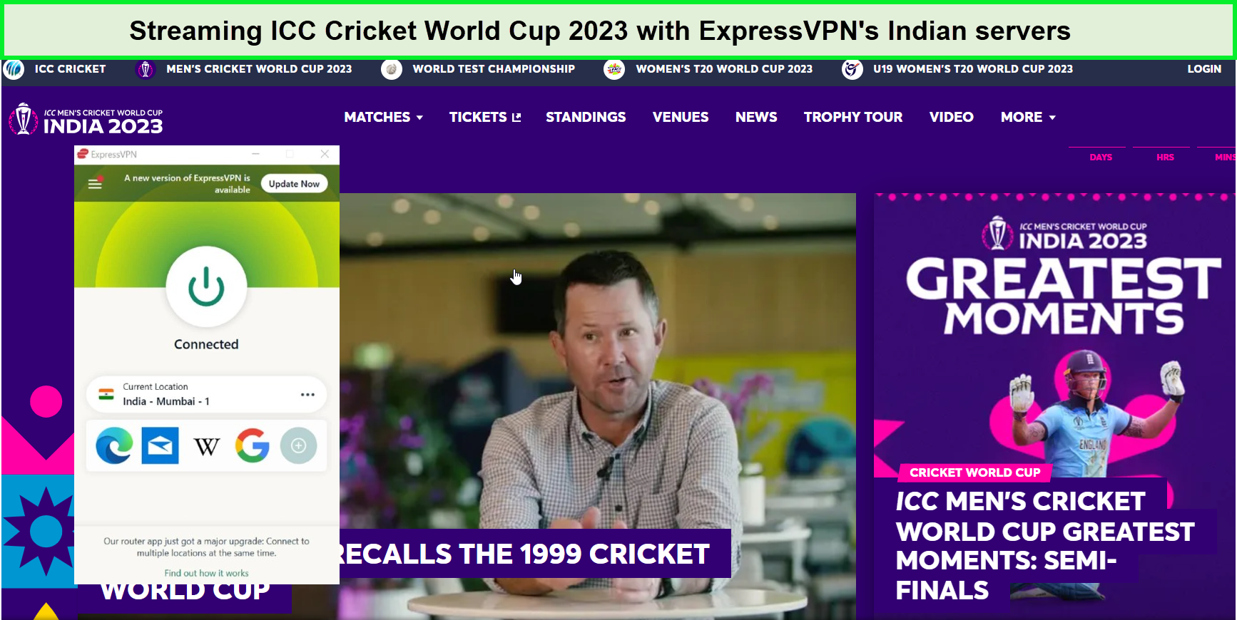 Free VPN For ICC Cricket World Cup 2023 in USA 100% working and Trusted VPNRANKS