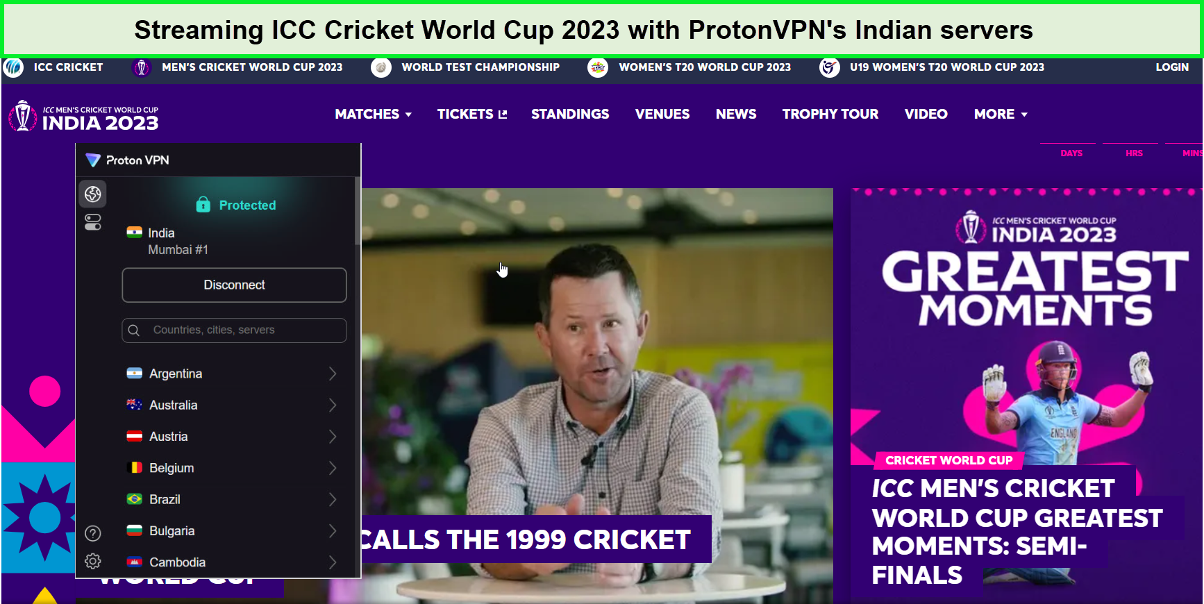 Free VPN For ICC Cricket World Cup 2023 in USA 100% working and Trusted VPNRANKS