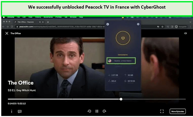  nous avons réussi à débloquer peacock tv en france avec cyberghost. 