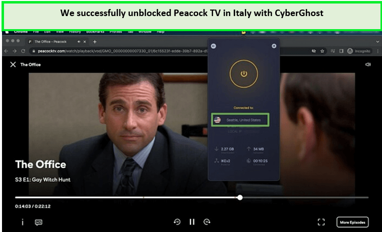 Abbiamo sbloccato con successo Peacock TV in Italia con CyberGhost. 