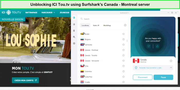 unblocking-ici-tou-tv-using-surfshark-in-USA