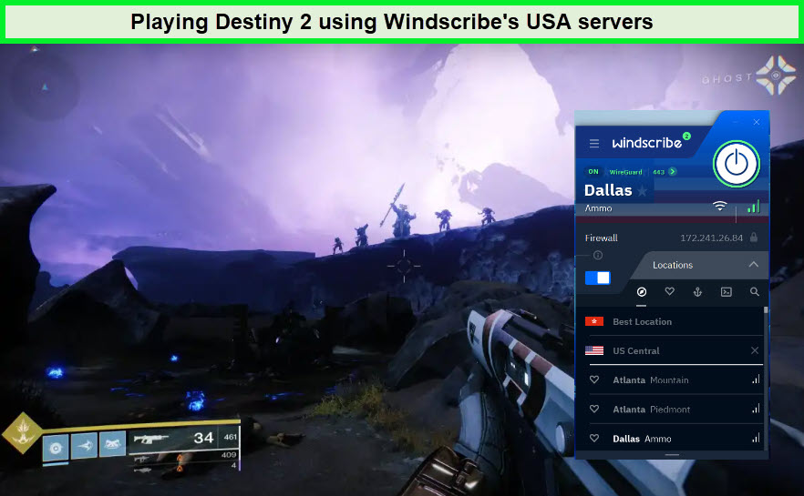  Jugando Destiny 2 usando Windscribe 