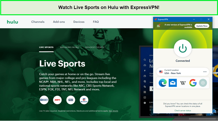 Guarda lo sport in diretta su Hulu. in - Italia -con ExpressVPN -con ExpressVPN 