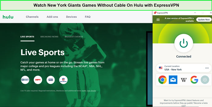  Mira los juegos de los New York Giants sin cable. in - Espana En Hulu con ExpressVPN 