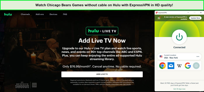  Jeux des Bears de Chicago sur Hulu avec ExpressVPN in - France 