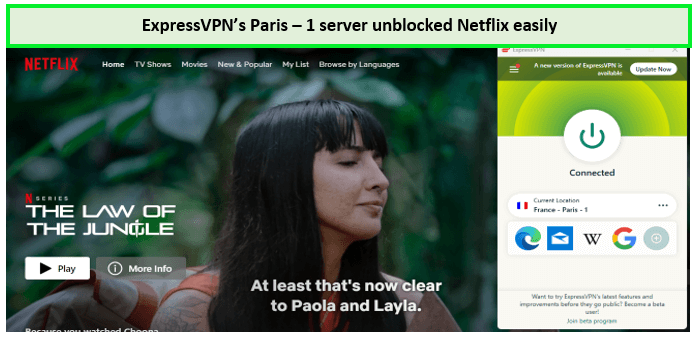  ExpressVPN débloque Netflix avec le serveur de Paris. 