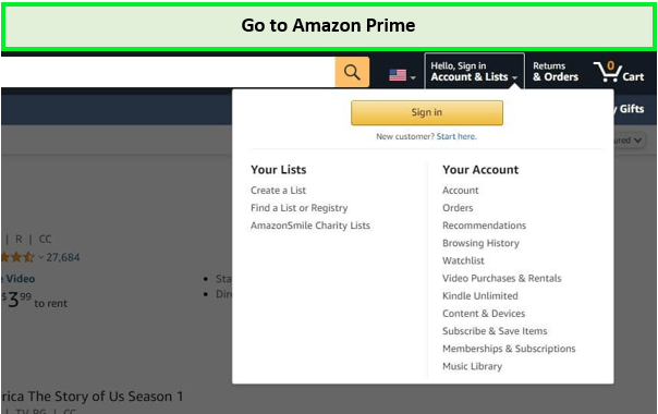  Vaya al sitio web de Amazon Prime. 