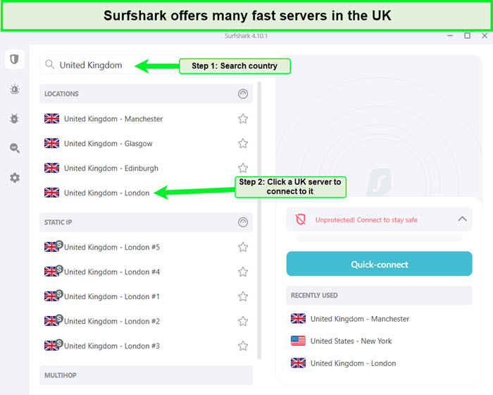 Surfshark-server-to-get-a-UK-IP-address-in-India