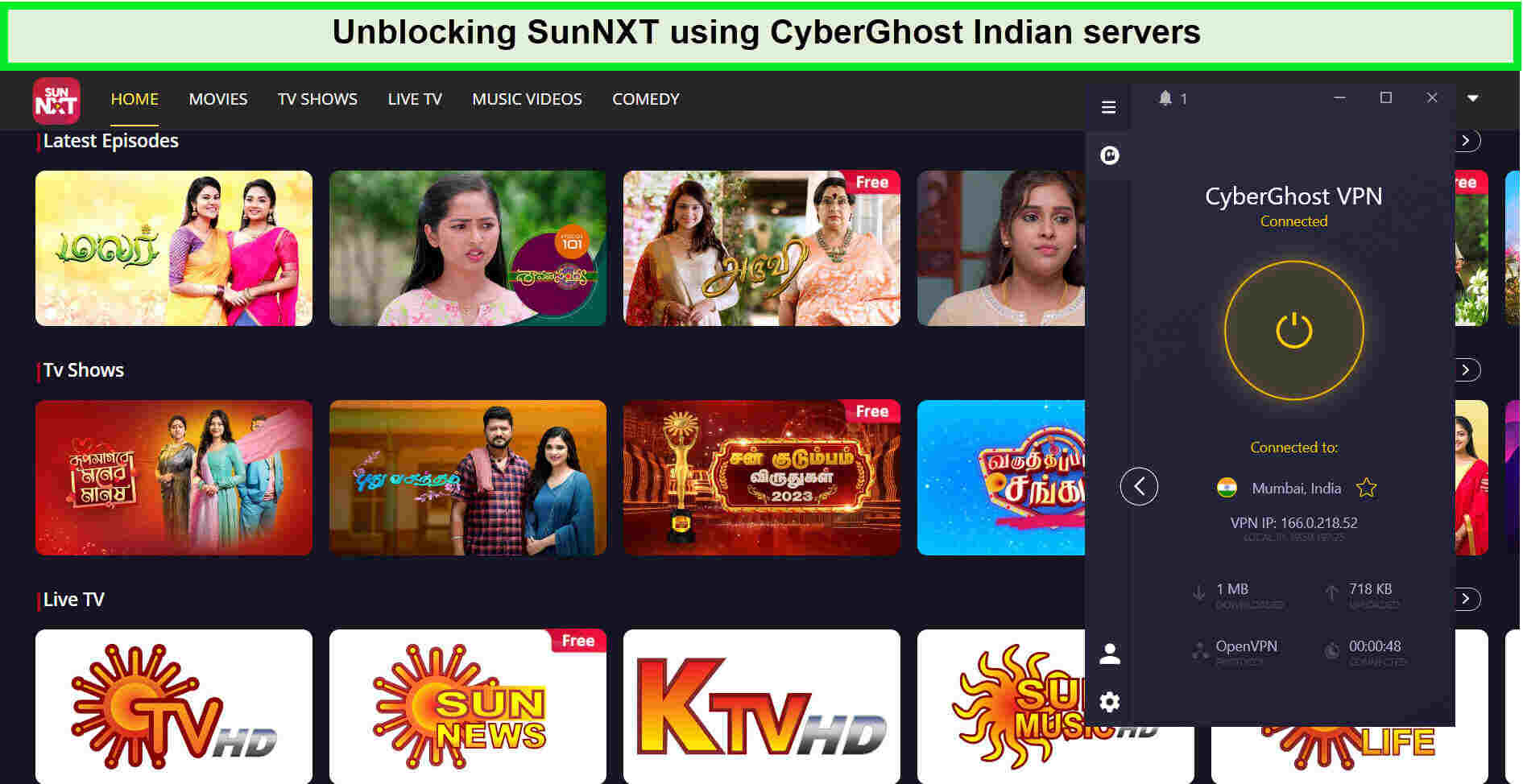 Unblocking-SunNXT-with-Cyberghost-in-UK