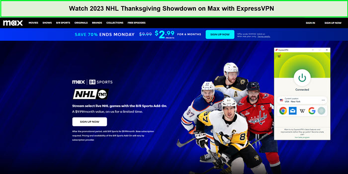  Mira el Desafío de Acción de Gracias de la NHL 2023 in - Espana No en Max con ExpressVPN 