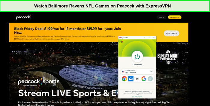  Desbloquear los juegos de la NFL de los Baltimore Ravens. in - Espana En Peacock con ExpressVPN 