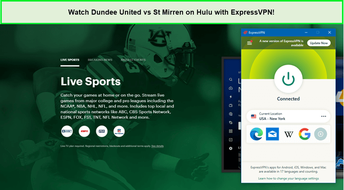 with-ExpressVPN-Watch-Dundee-United-vs-St-Mirren-in-Spain-on-hulu