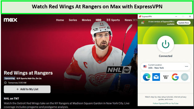  Kijk naar Red Wings bij Rangers in - Nederland Op Max met ExpressVPN 