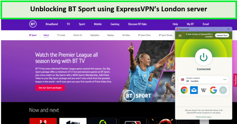  ExpressVPN desbloqueó BT Sport in - Espana 
