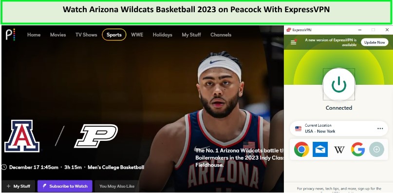 Guarda la pallacanestro dei Wildcats dell'Arizona 2023 in - Italia Su Peacock TV con ExpressVPN 