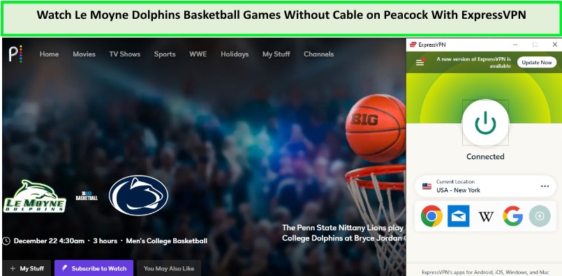 unblock-Le-Moyne-Dolphins-Basketball-Games-without-cable-in-South Korea-on-Peacock-with-ExpressVPN