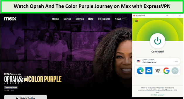  Mira a Oprah y el viaje de El Color Púrpura. in - Espana No en Max con ExpressVPN 