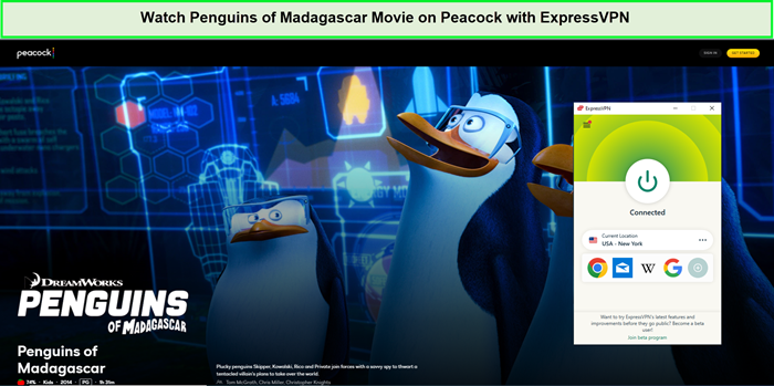  Desbloquear-Pingüinos-de-Madagascar-Película in - Espana En Peacock con ExpressVPN 