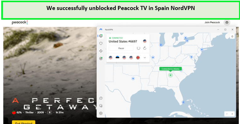  Hemos logrado desbloquear con éxito Peacock TV en España con NordVPN [1] 