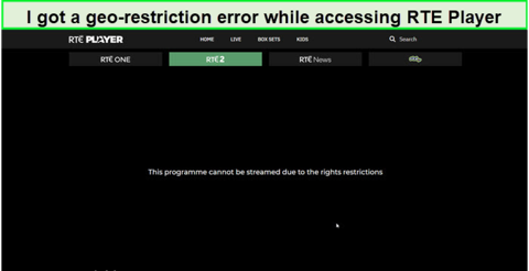  Error de restricción geográfica de RTE Player. in - Espana 
