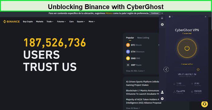 unblocking-binance-with-cyberghost-in-South Korea
