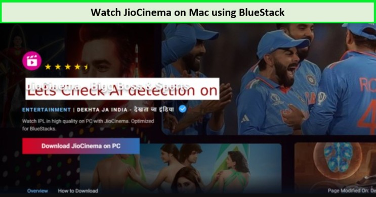  Guarda JioCinema su Mac usando Bluestacks. 