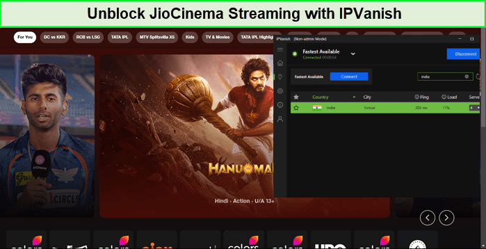 Unblocking-jiocinema-with-IPVanish-outside-India