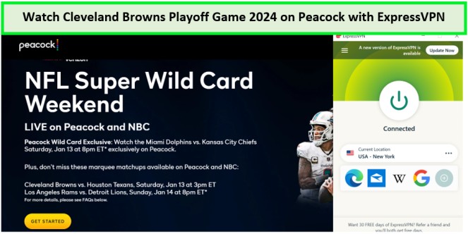  Bekijk de Cleveland Browns Playoff-wedstrijd van 2024. in - Nederland -op-Peacock-met-ExpressVPN 