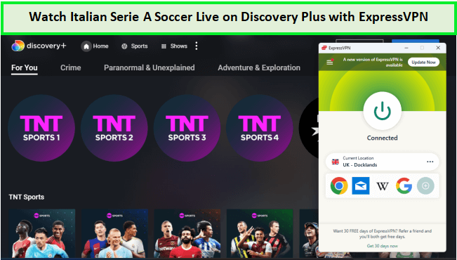 Guarda la Serie A di calcio italiano in diretta in - Italia Su Discovery Plus con ExpressVPN 