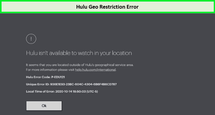  Errore di restrizione geografica Hulu 