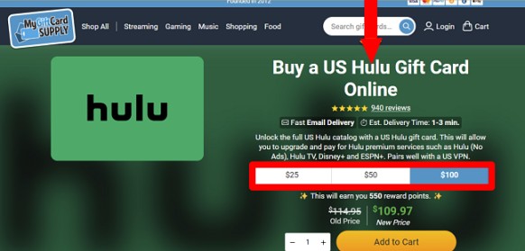  Pagar por Hulu usando una tarjeta de regalo - Paso 1- in - Espana 