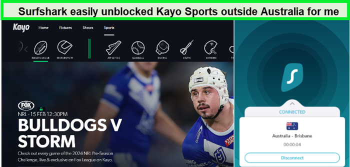 surfshark-unblocked-Kayo-Sports-outside-Australia