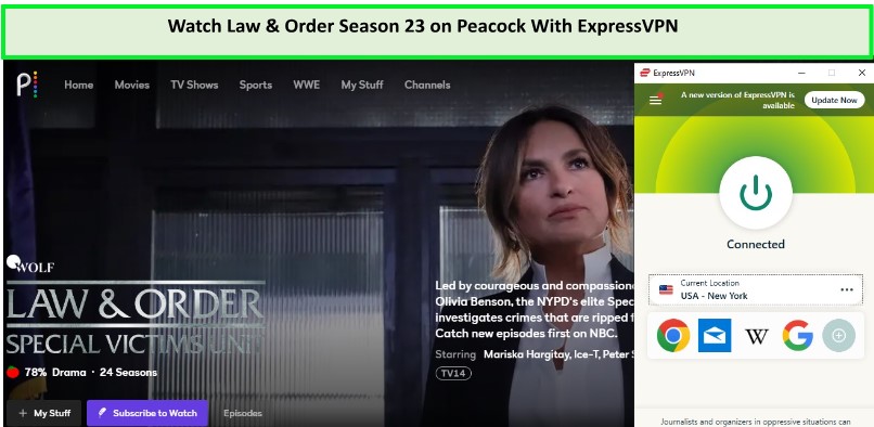  desbloquear la temporada 23 de Ley y Orden in - Espana en-peacock-con-expressvpn 