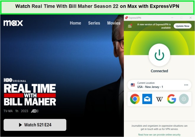  Sehen Sie in Echtzeit mit Bill Maher Staffel 22. in - Für deutsche Benutzer -auf-max-mit-ExpressVPN 