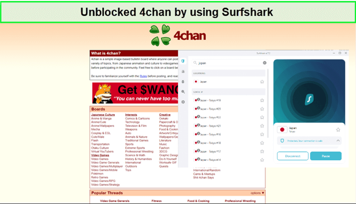 surfshark-4chan-unblock-in-Japan