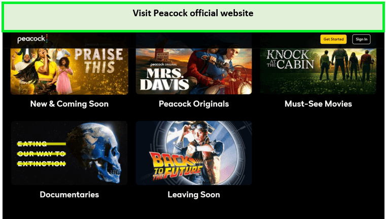  Visitez le site officiel de Peacock. [intent origin=
