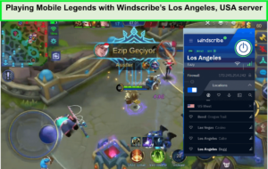 Jugando-Mobile-Legends-con-el-servidor de Los Ángeles, Estados Unidos de Windscribe. in - Espana 