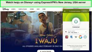  Regardez Iwaju sur Disney en utilisant le serveur ExpressVPN de New Jersey, États-Unis. in - France 